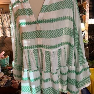 Cato Emerald and Ivory Striped Blouse